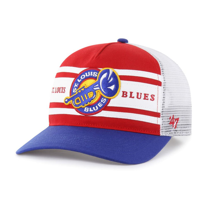 ST. LOUIS BLUES '47 TRUMPET DOUBLEHEADER MESH SNAPBACK - MULTI Hats '47 Brand   