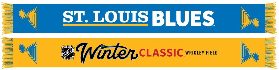 ST. LOUIS BLUES RUFFNECK WINTER CLASSIC KNIT SCARF - AIR FORCE BLUE/GOLD Scarf Ruffneck