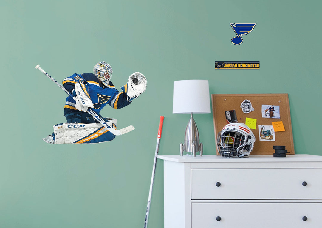 St. Louis Blues: Jordan Binnington         - Officially Licensed NHL Removable Wall   Adhesive Decal