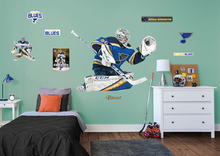 St. Louis Blues: Jordan Binnington         - Officially Licensed NHL Removable Wall   Adhesive Decal