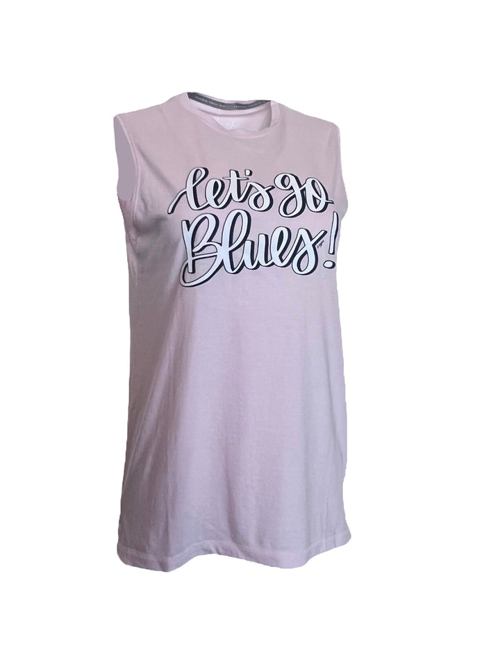 ST. LOUIS BLUES EMILY STAHL YOGA TANK - WHITE SCRIPT  Lusso   