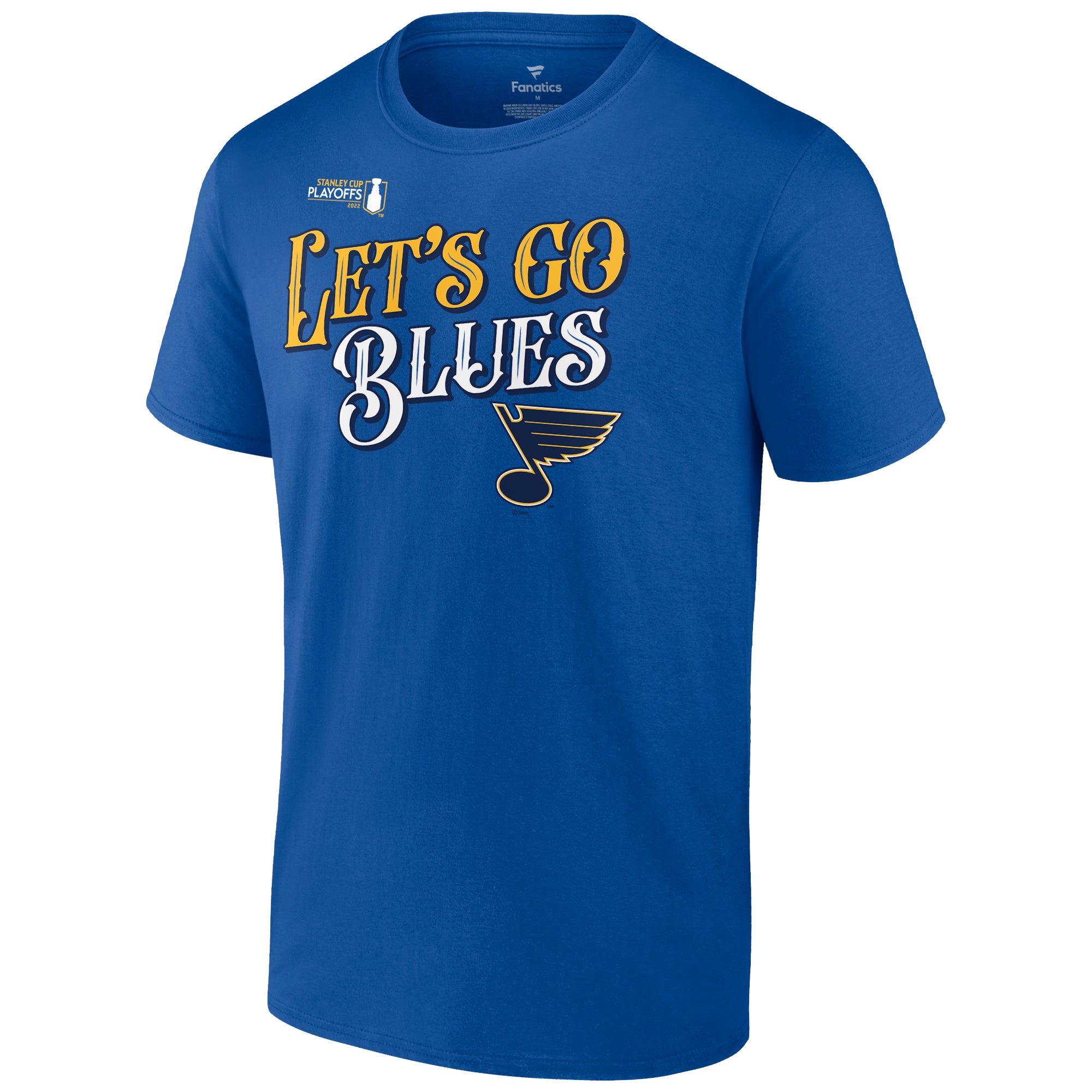 ST. LOUIS BLUES FANATICS LET S GO BLUES TEE PLAYOFFS 2022 STL Authentics